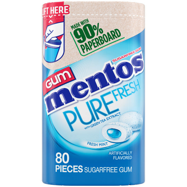 Mentos Gum Pure Fresh Fresh Mint, 90% Paperboard Bottle  DestGlow