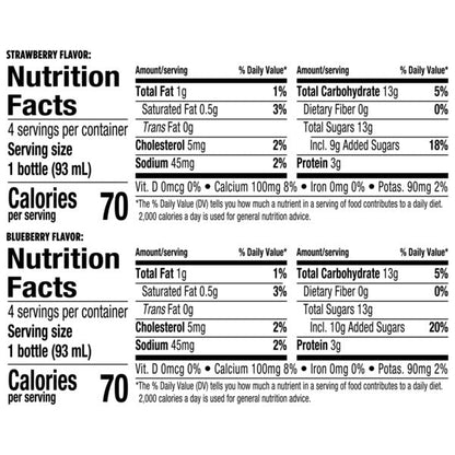 Dannon Light + Fit Probiotic Dailies Dairy Drink, Variety Pack, Blueberry &amp; Strawberry, 3.1 oz., 8 Pack