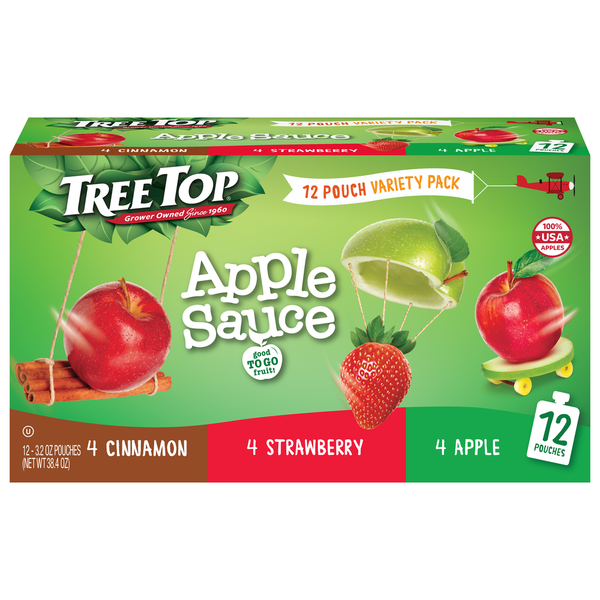 Tree Top Apple Sauce Variety Pack, Cinnamon/Strawberry/Apple, Pouches  DestGlow