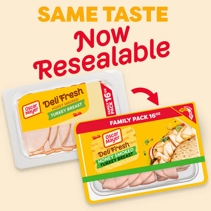 Oscar Mayer Deli Fresh Honey Smoked Turkey Breast Sliced Sandwich Lunch Meat Family Size