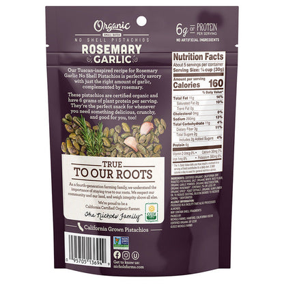 Nichols Farms Organic No Shell Pistachios, Rosemary Garlic