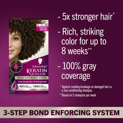 Schwarzkopf Schwarzkopf Keratin Hair Dye 5.0 Medium Brown, Permanent Hair Color, 1 Use