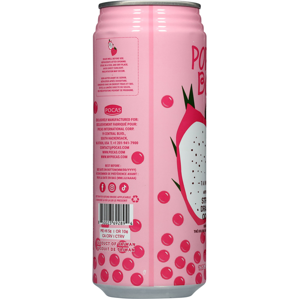 Pocas Strawberry Dragon Fruit Oolong Tea Popping Boba Drink  DestGlow
