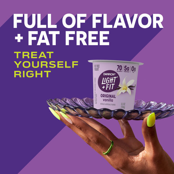 Dannon Light + Fit Dannon Light + Fit Vanilla Original Nonfat Yogurt, 0 Fat and 70 Calories, Creamy and Delicious Vanilla Yogurt, 5.3 OZ Cup