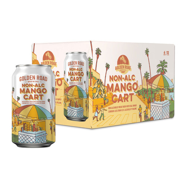 Golden Road Brewing Brewing Mango Cart Non-Alcoholic Wheat Brew, 6 Pack 12 Fl Oz Cans  DestGlow