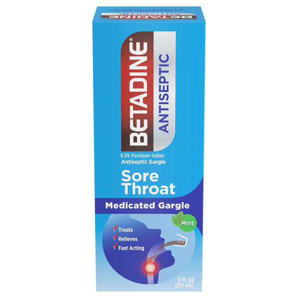 Betadine Medicated Gargle, Sore Throat, Antiseptic, Mint  DestGlow