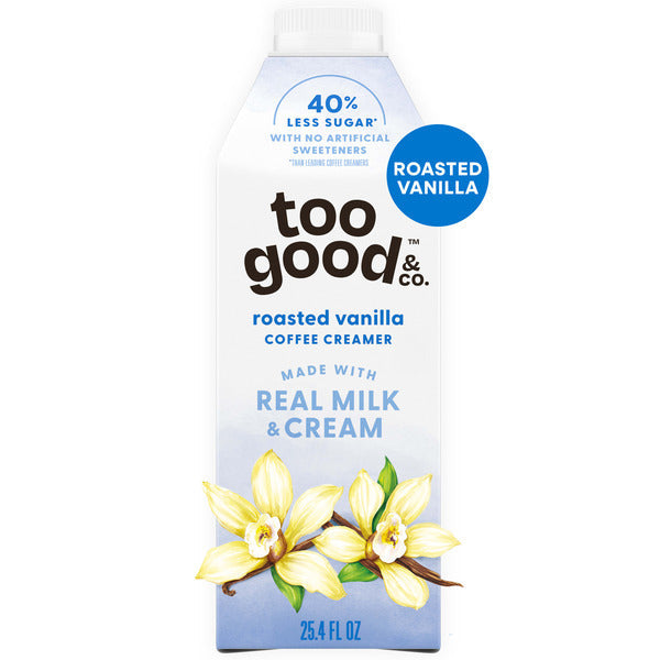 Too Good &amp; Co. Roasted Vanilla Coffee Creamer, Flavored Creamer Made with Real Milk and Cream, Tastes Great in Iced Coffee and Cold Brew, 25.4 fl oz  DestGlow