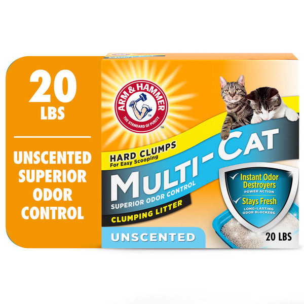 Arm &amp; Hammer Multi-Cat Superior Odor Control Unscented Clumping Cat Litter  DestGlow