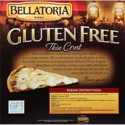 Bellatoria Pizza, Gluten Free, Cheese, Thin Crust