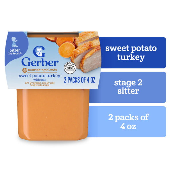 Gerber Sweet Potato &amp; Turkey With Whole Grains Nutritious Dinner 2nd Foods  DestGlow