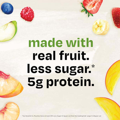 Too Good &amp; Co. Peach Mango Yogurt-Cultured Ultra-Filtered Milk Pouches, Portable Kids Snacks Made with Real Fruit, 3.5 oz, 4 Count