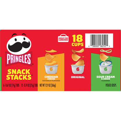 Pringles Potato Crisps, Cheddar Cheese, Original, Sour Cream &amp; Onion, Snack Stacks