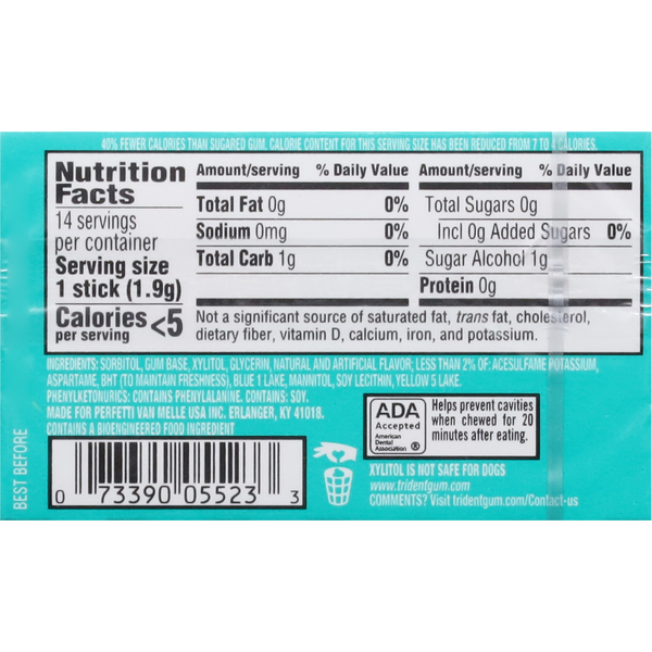 Trident Gum, Sugar Free, Minty Sweet Twist  DestGlow