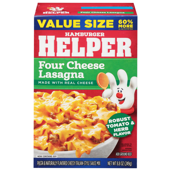 Hamburger Helper Four Cheese Lasagna, Robust Tomato &amp; Herb Flavor, Value Size  DestGlow