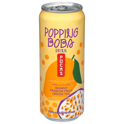 Pocas Mango Passion Fruit Green Tea Popping Boba Drink