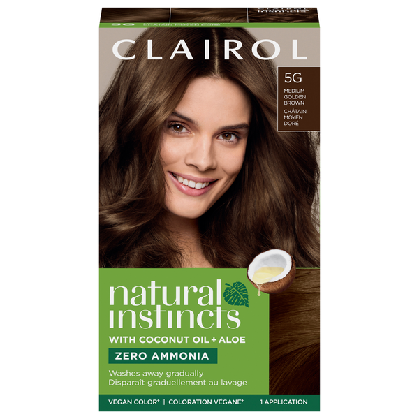 Clairol 5G Medium Golden Brown Zero Ammonia Vegan Hair Color with Coconut Oil + Aloe  DestGlow