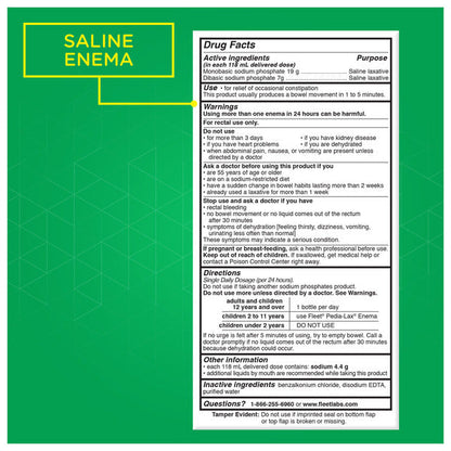 Fleet Laxative Saline Enema with Gentle Glide Tip