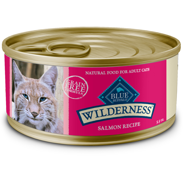 Blue Buffalo Wilderness High Protein Grain Free, Natural Adult Pate Wet Cat Food, Salmon  DestGlow