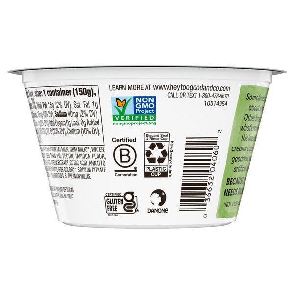 Too Good &amp; Co. Zero Sugar Peach Yogurt-Cultured Ultra-Filtered Low Fat Milk Product, Gluten Free, Keto Friendly, 5.3 oz Cup