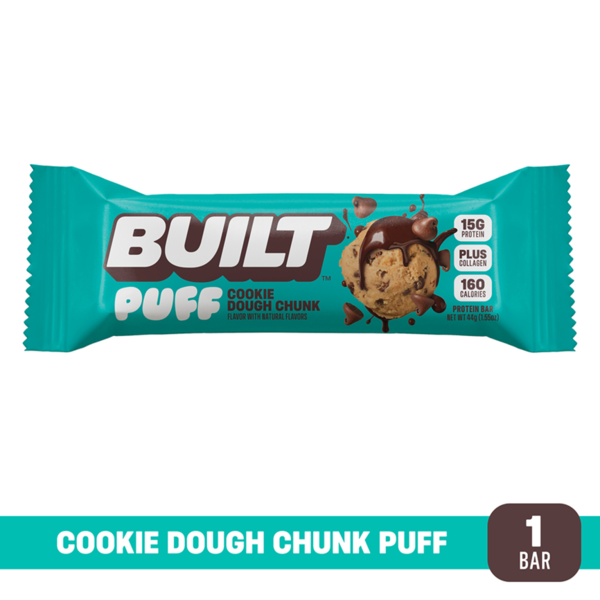 BUILT Puff Protein Bar, Cookie Dough Chunk, Single Puff Bar  DestGlow