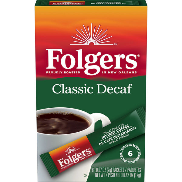 Folgers Classic Decaf Instant Coffee Crystals Packets, 6 Count  DestGlow