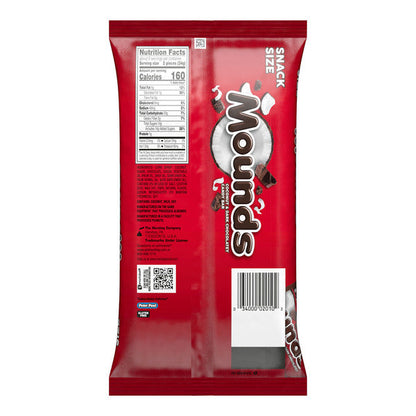 MOUNDS Dark Chocolate and Coconut Snack Size, Candy Bag, 11.3 oz