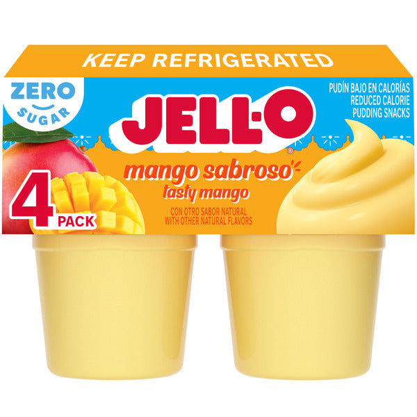 Jell-O Zero Sugar Mango Sabroso Ready-to-Eat Pudding Snack Cups