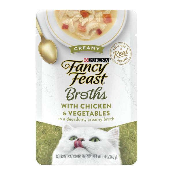 Purina Fancy Feast Lickable Wet Cat Food Broth Topper, Creamy With Chicken and Vegetables  DestGlow