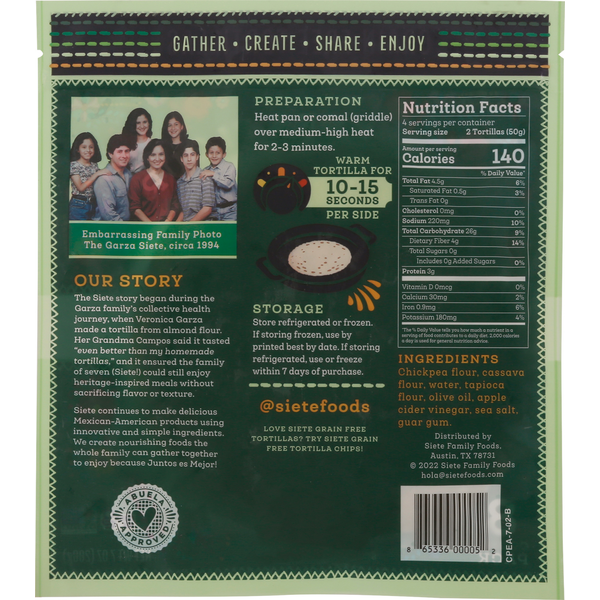 Siete Tortillas, Grain Free, Chickpea Flour  DestGlow