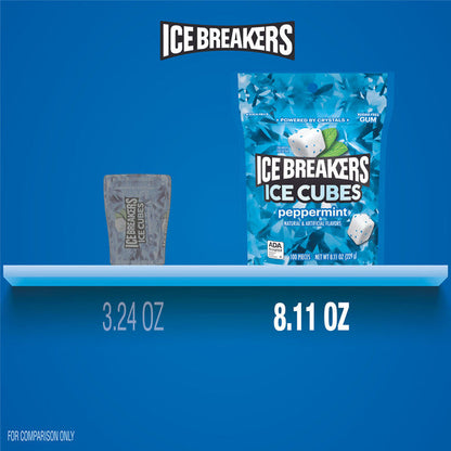 ICE BREAKERS Ice Cubes Peppermint Flavored Sugar Free Chewing Gum Pouch, 8.11 oz (100 Pieces)
