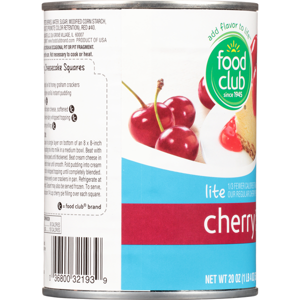 Food Club Pie Filling or Topping, Lite, Cherry  DestGlow