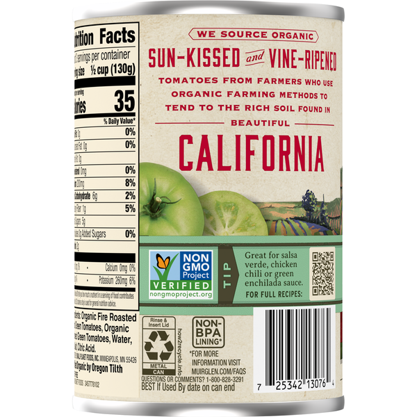 Muir Glen Organic Petite Diced Fire Roasted Green Tomatoes  DestGlow