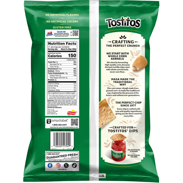 Tostitos Tortilla Chips, Hint of Lime Flavored  DestGlow