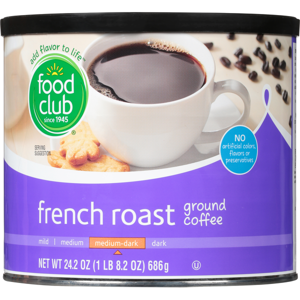 Food Club Coffee, Ground, Medium-Dark, French Roast  DestGlow