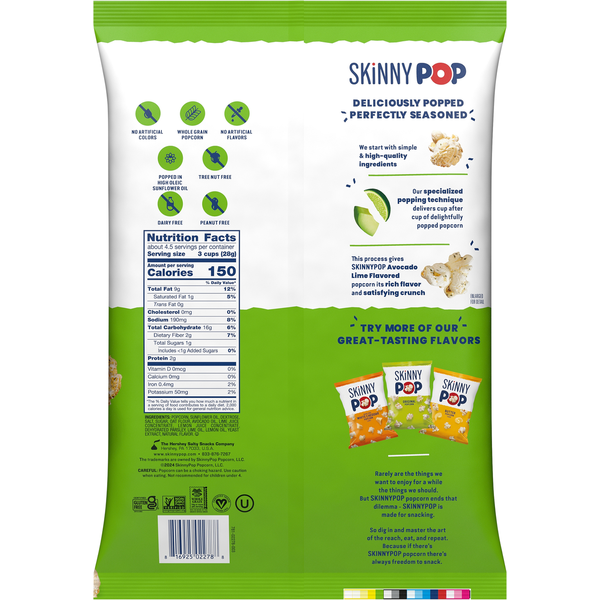 SkinnyPop Avocado Lime Flavored Popcorn  DestGlow