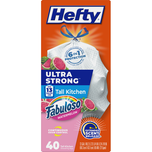 Hefty 13 Gallon Fabuloso Watermelon Tall Kitchen Drawstring Bags  DestGlow