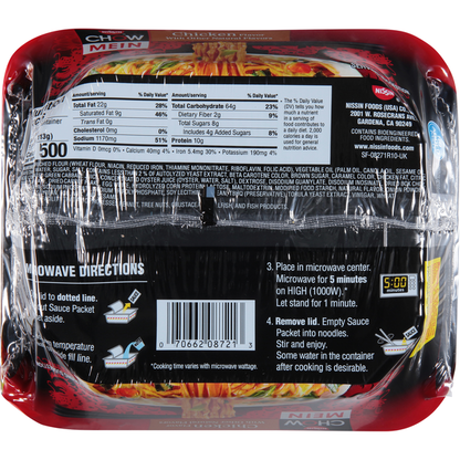 Nissin Chow Mein Noodles, Chicken Flavor, Restaurant Style