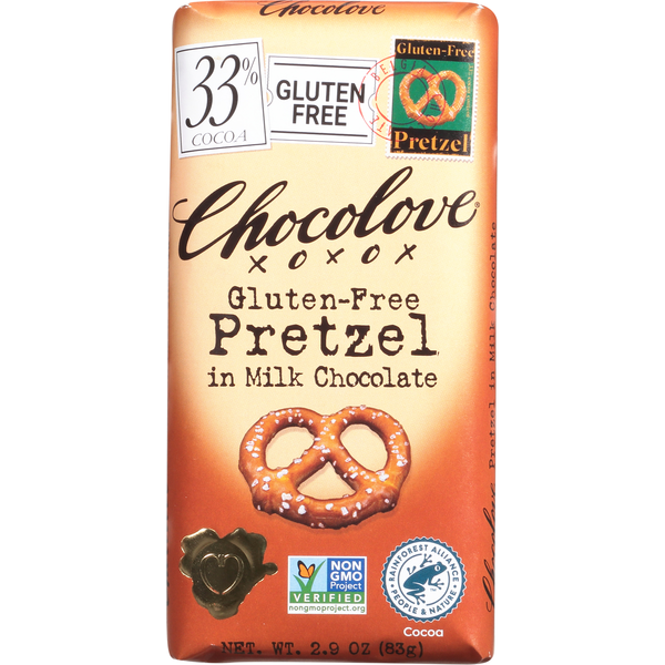 Chocolove Pretzel in Milk Chocolate, Gluten-Free, 33% Cocoa  DestGlow