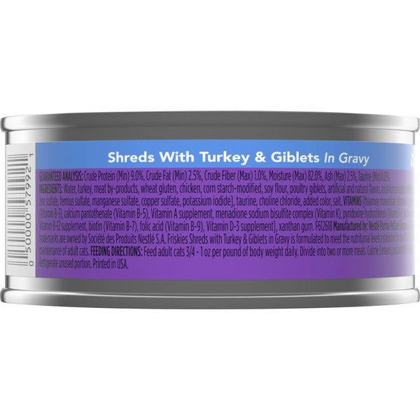 Purina Friskies Gravy Wet Cat Food, Shreds With Turkey &amp; Giblets in Gravy