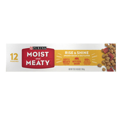 Purina Moist &amp; Meaty Rise and Shine Awaken Bacon and Egg Flavor Soft Dog Food Pouches  DestGlow