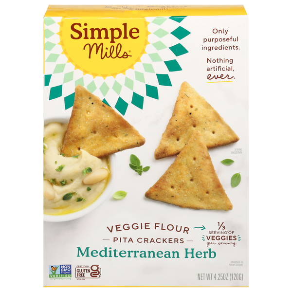 Simple Mills  Veggie Pita Crackers, Mediterranean Herb  DestGlow