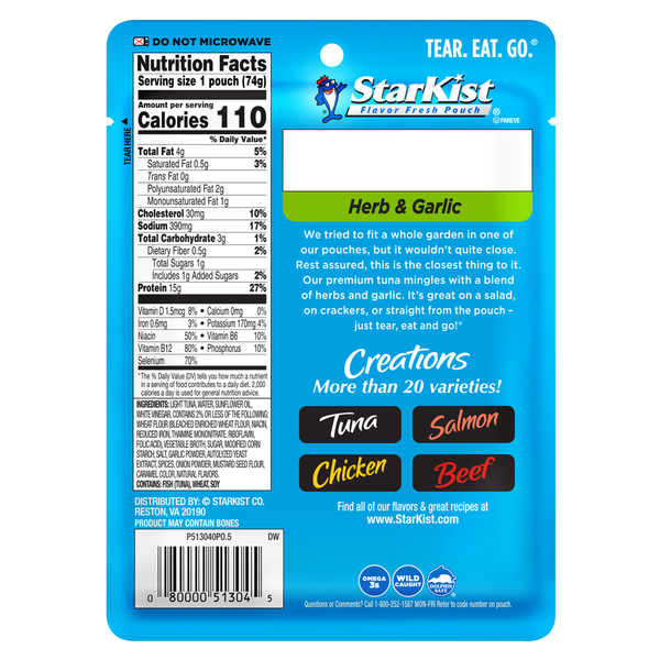 StarKist Tuna Creations Herb &amp; Garlic Pouch  DestGlow