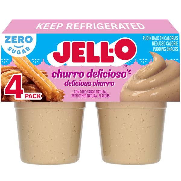 Jell-O Zero Sugar Churro Delicioso Ready-to-Eat Pudding Snack Cups