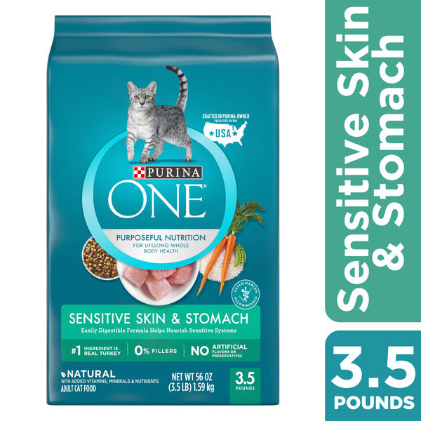Purina ONE Natural Dry Cat Food, Sensitive Skin &amp; Stomach Formula  DestGlow