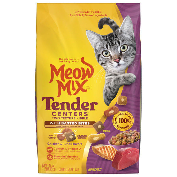 Meow Mix Tender Centers with Basted Bites, Chicken &amp; Tuna Flavors, Dry Cat Food  DestGlow