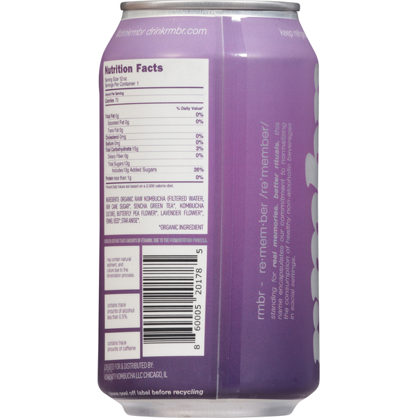 RMBR Functional Kombucha, Lavender Bliss  DestGlow