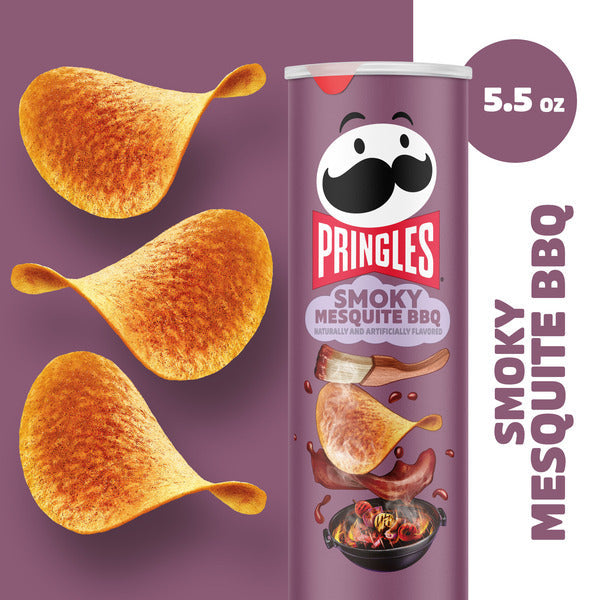 Pringles Smoky Mesquite BBQ Potato Crisps Chips, Lunch Snacks, 5.5 oz  DestGlow