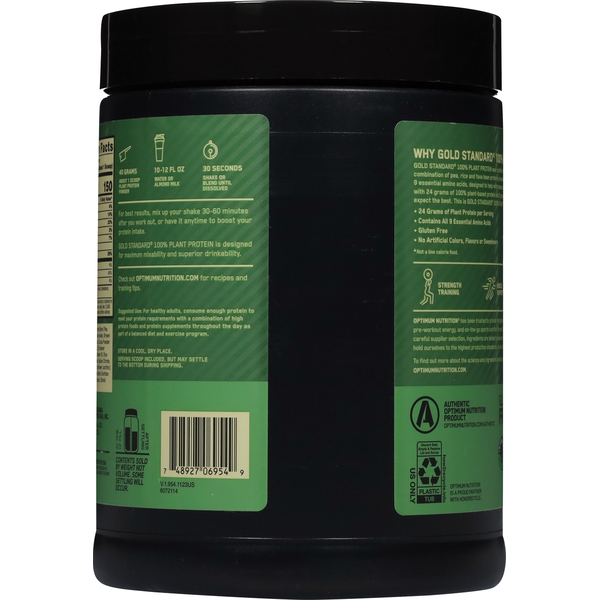 Optimum Nutrition Protein Powder Drink Mix, Rich Chocolate Fudge, 100% Plant Protein  DestGlow