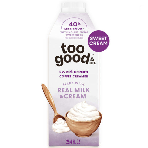 Too Good &amp; Co. Sweet Cream Coffee Creamer, Flavored Creamer Made with Real Milk and Cream, Tastes Great in Iced Coffee and Cold Brew, 25.4 fl oz  DestGlow