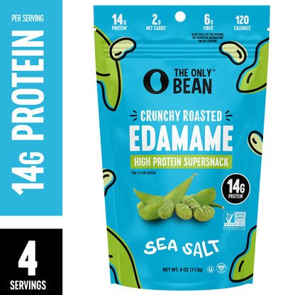 The Only Bean Crunchy Roasted Edamame Snacks (Sea Salt), Healthy High Protein